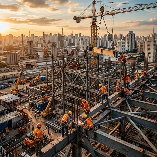 Estruturas metálicas em construção